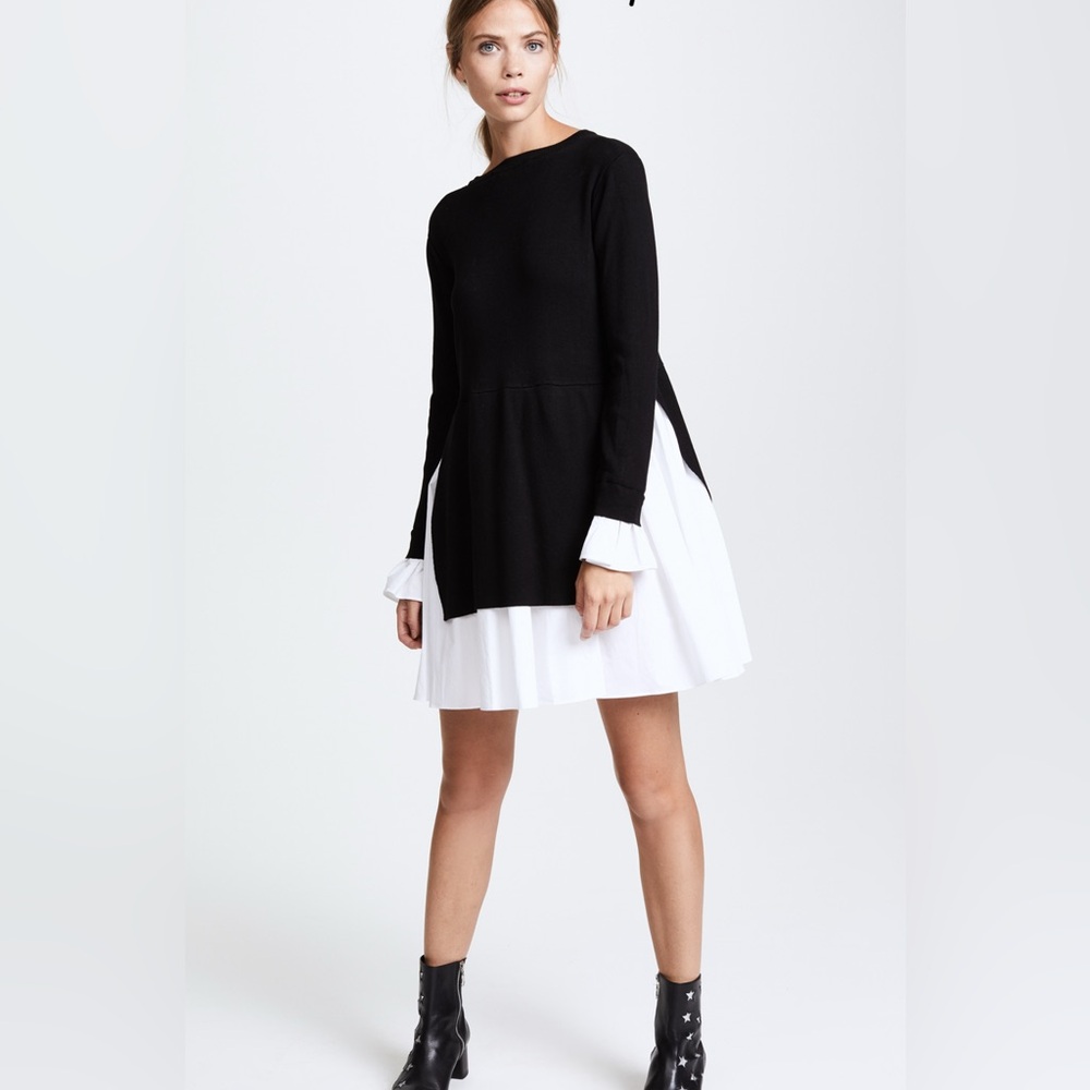 English Factory Layered Contrast Knit & Poplin Dress – NWT size M